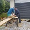 Cutting wood for the boxes